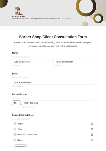 Free Barber Shop Client Consultation Form Template to Edit Online