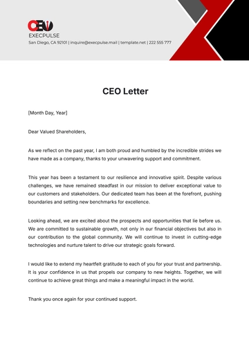Free CEO Letter Template to Edit Online