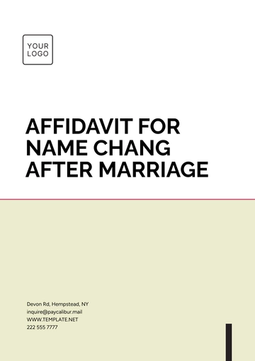 Free Affidavit for Name Change After Marriage Template to Edit Online