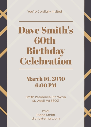 Free 60th Birthday Party Invitation Template to Edit Online