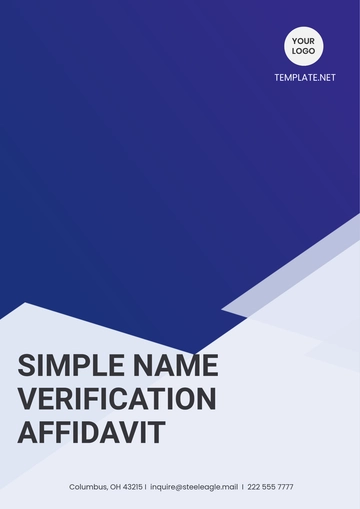 Free Simple Name Verification Affidavit Template to Edit Online