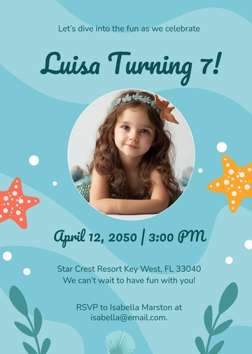 Free Mermaid Birthday Party Invitation Template to Edit Online