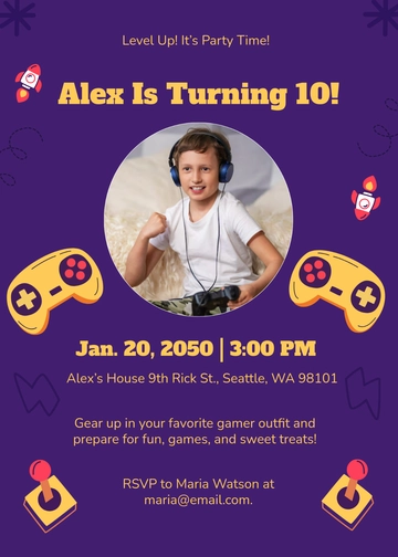 Free Video Game Birthday Party Invitation Template to Edit Online