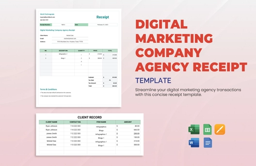 Digital Marketing Company Agency Receipt Template