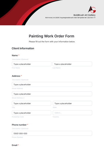 Free Painting Work Order Form Template to Edit Online
