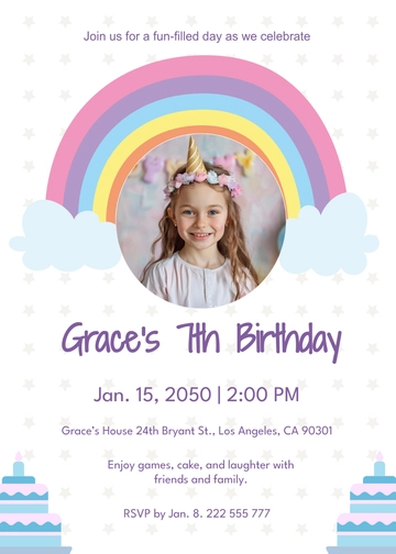Free Birthday Party Invitation with Photo Template to Edit Online