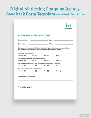 Digital Marketing Company Agency Feedback Form Template