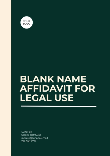 Free Blank Name Affidavit for Legal Use Template to Edit Online