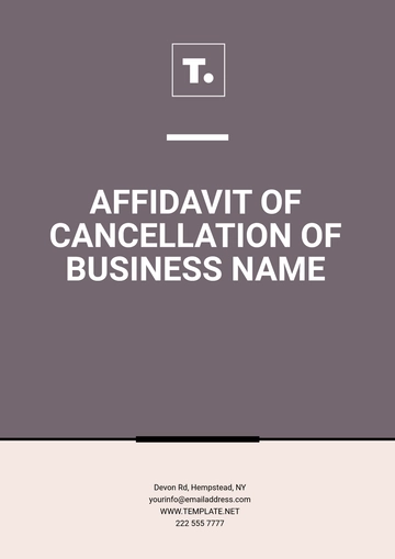 Free Affidavit of Cancellation of Business Name Template to Edit Online