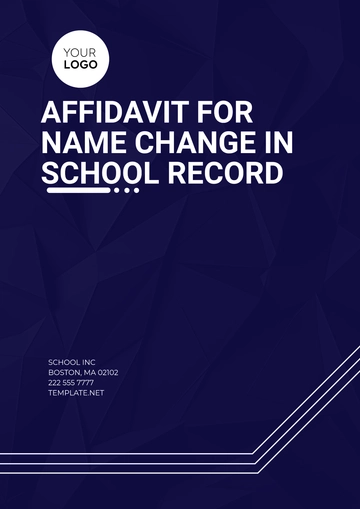 Free Affidavit for Name Change in School Records Template to Edit Online