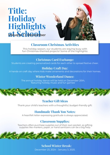 Free School Christmas Newsletter Template to Edit Online