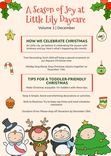 Free Daycare Christmas Newsletter Template to Edit Online