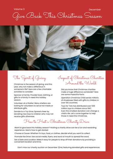 Free Charity Christmas Newsletter Template to Edit Online