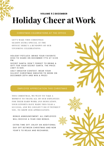 Free Employee Christmas Newsletter Template to Edit Online