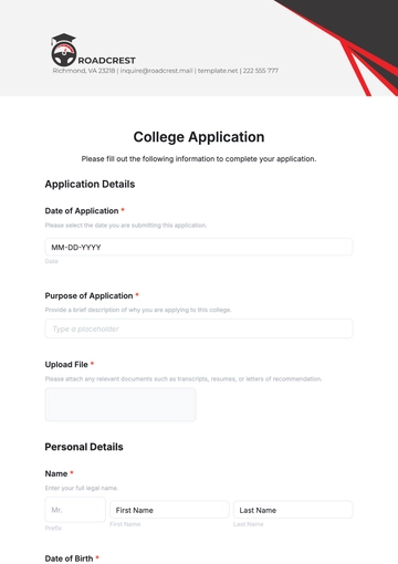 Free College Application Template to Edit Online | Template.net