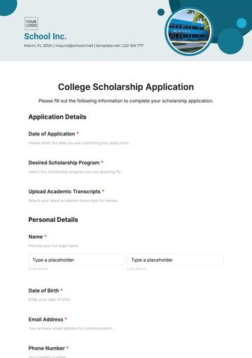 Free College Scholarship Application Template to Edit Online | Template.net