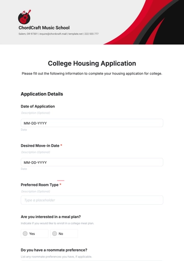 Free College Housing Application Template to Edit Online | Template.net