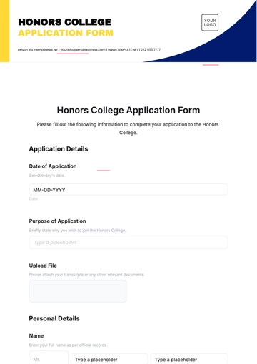 Free Honors College Application Outline Template to Edit Online