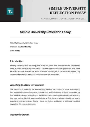 Free Simple University Reflection Essay Template to Edit Online
