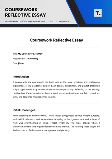 Free Coursework Reflective Essay Template to Edit Online