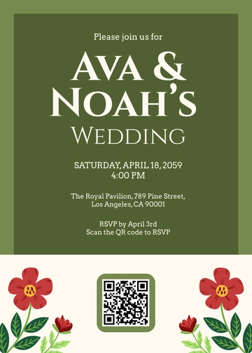 Free RSVP Card with QR Code Invitation Template to Edit Online