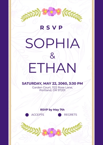 Free Floral RSVP Card Invitation Template to Edit Online