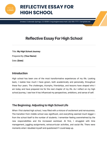Free Reflective Essay For High School Template to Edit Online