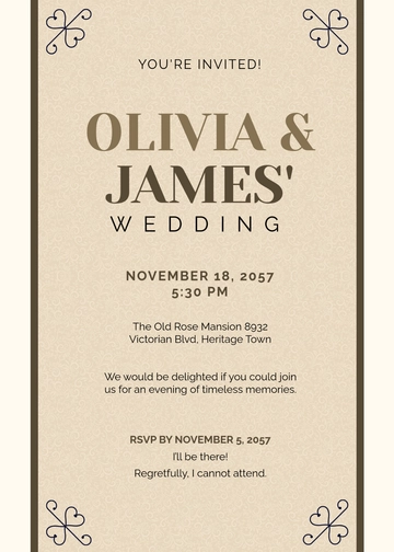 Free Vintage RSVP Card Invitation Template to Edit Online