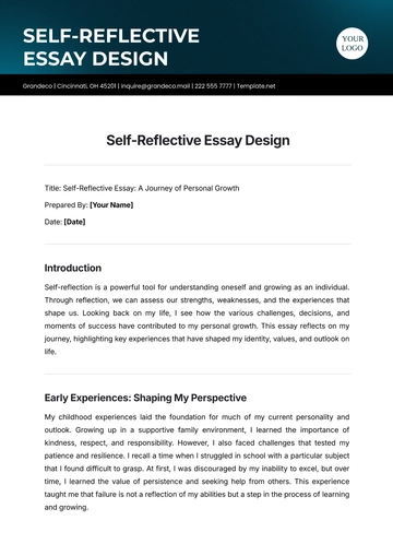 Free Self-Reflective Essay Design Template to Edit Online