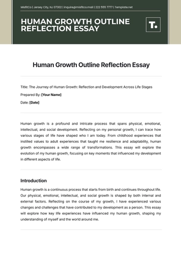 Free Human Growth Outline Reflection Essay Template to Edit Online