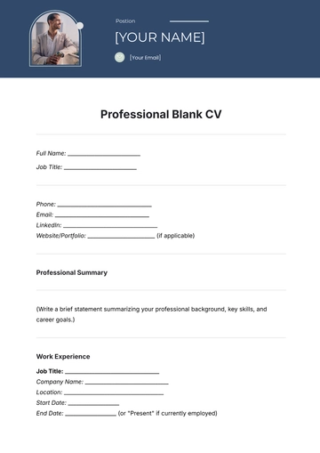 Free Professional Blank CV Template to Edit Online
