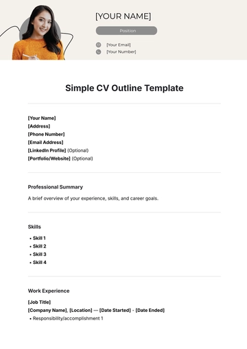 Free Simple CV Outline Template to Edit Online