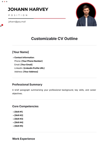 Free Customizable CV Outline Template to Edit Online