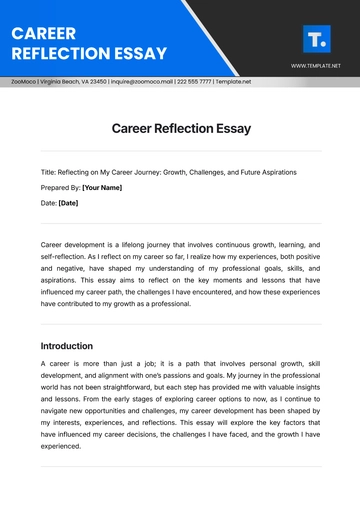 Free Career Reflection Essay Template to Edit Online