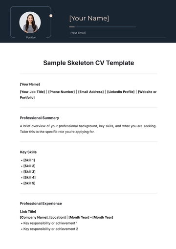 Free Sample Skeleton CV Template to Edit Online