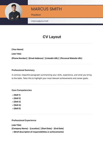Free CV Layout Template to Edit Online