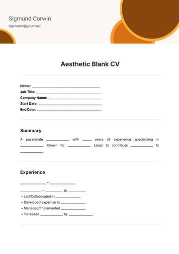 Free Aesthetic Blank CV Template to Edit Online