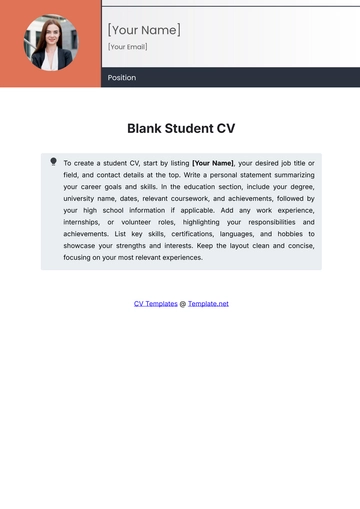 Free Blank Student CV Template to Edit Online