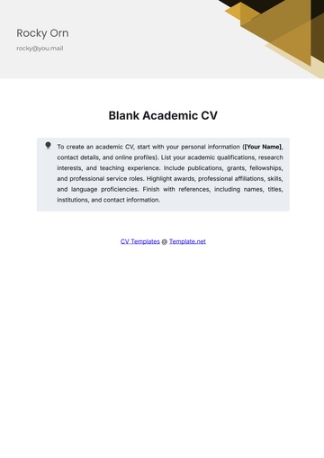 Free Blank Academic CV Template to Edit Online