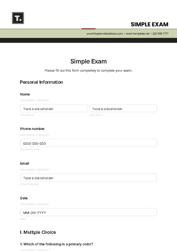 Free Simple Exam Template to Edit Online