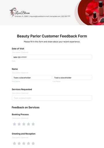 Free Beauty Parlor Customer Feedback Form Template to Edit Online
