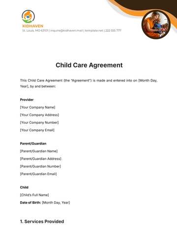 Free Child Care Agreement Template to Edit Online