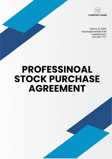 Free Professional Stock Purchase Agreement Template to Edit Online