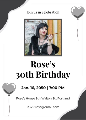Free Black and White Birthday Invitation Template to Edit Online