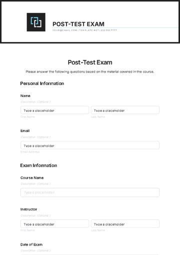 Free Post-Test Exam Template to Edit Online
