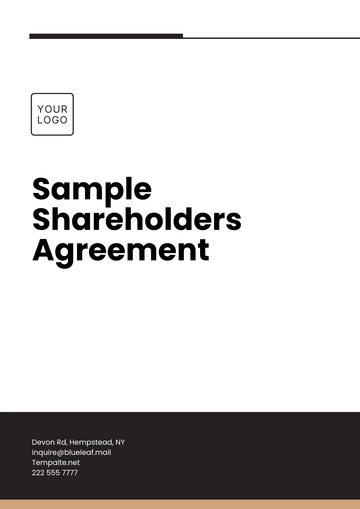 Free Sample Shareholders Agreement Template to Edit Online