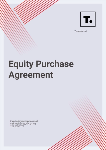 Free Equity Purchase Agreement Template to Edit Online