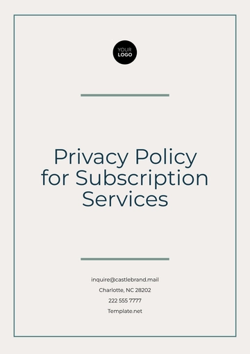 Free Privacy Policy for Subscription Services Template to Edit Online