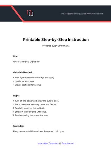 Free Printable Step-by-Step Instruction Template to Edit Online