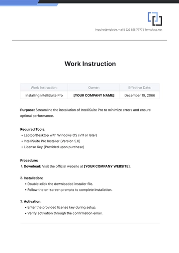 Free Work Instruction Template to Edit Online